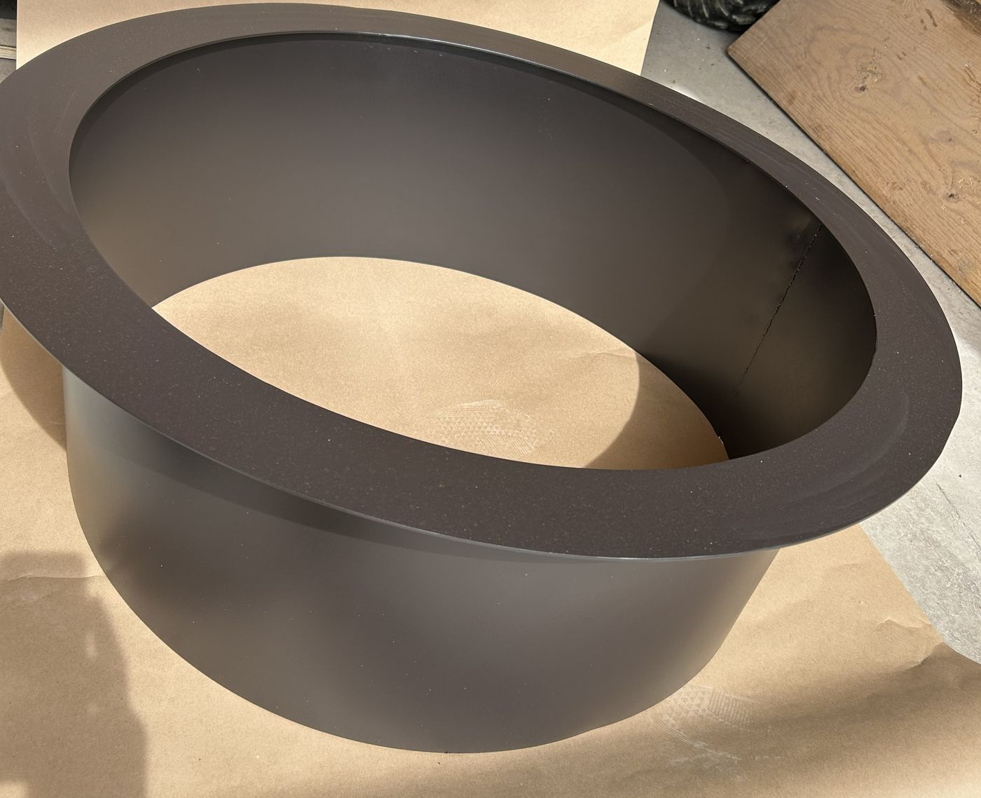 Large charcoal powder-coated rolled steel fire pit ring